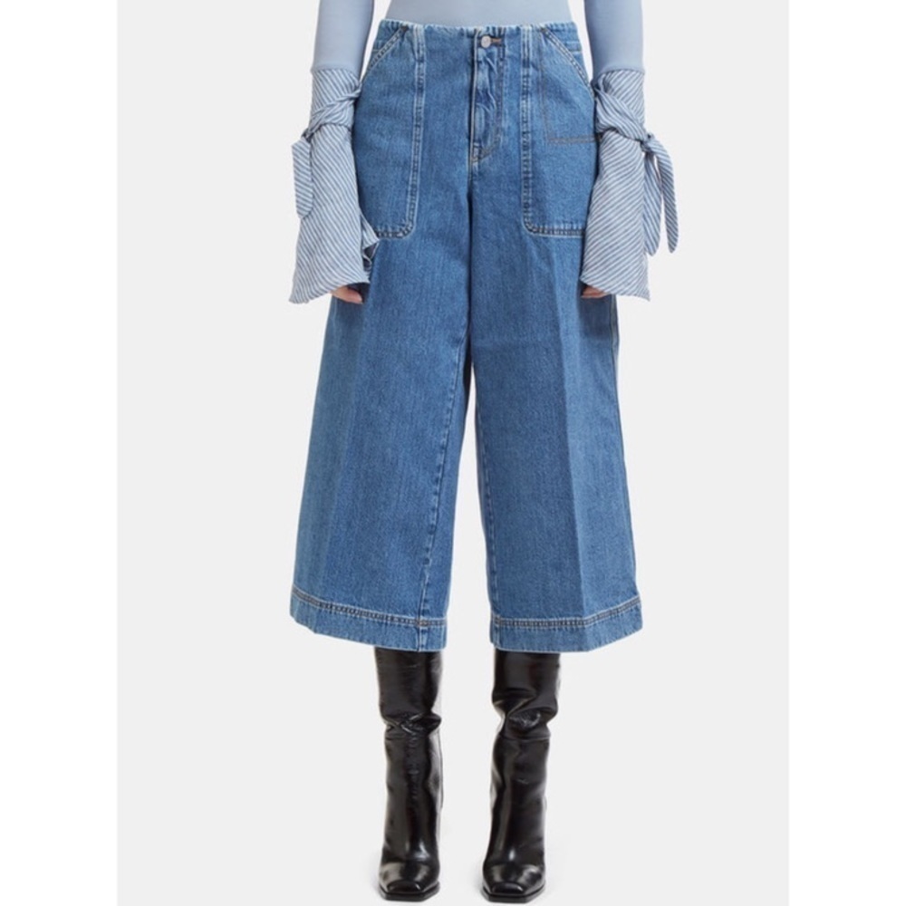 Acne Studios Texa Wide Leg Crop Jeans in Mid Vintage Size 40